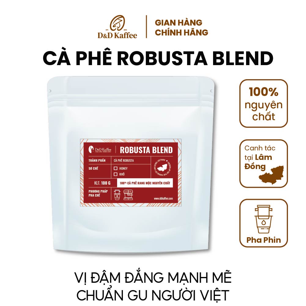 Cà phê rang xay gói 100gr, cà phê nguyên chất 100% - D&D Kaffee - 5 loại tuỳ chọn