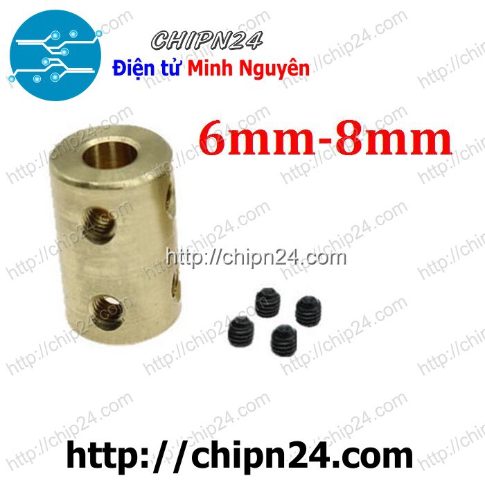 [1 CÁI] (F118) Khớp Nối Trục Đồng Lớn 6mm-8mm (6-8mm) (tặng Cây Mở Lục Giác M4)