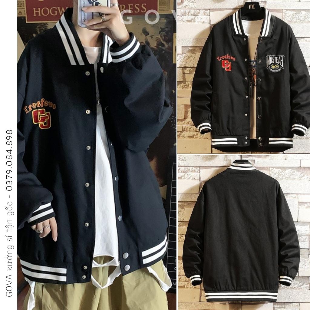 Áo khoác Bomber dù GJ form rộng 2 lớp nam nữ Unisex GOVA
