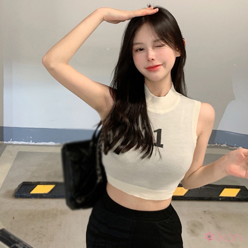 Áo Croptop Dệt Kim Không Tay Ôm Dáng In Chữ Hương Thơm Thời Trang Cho Nữ