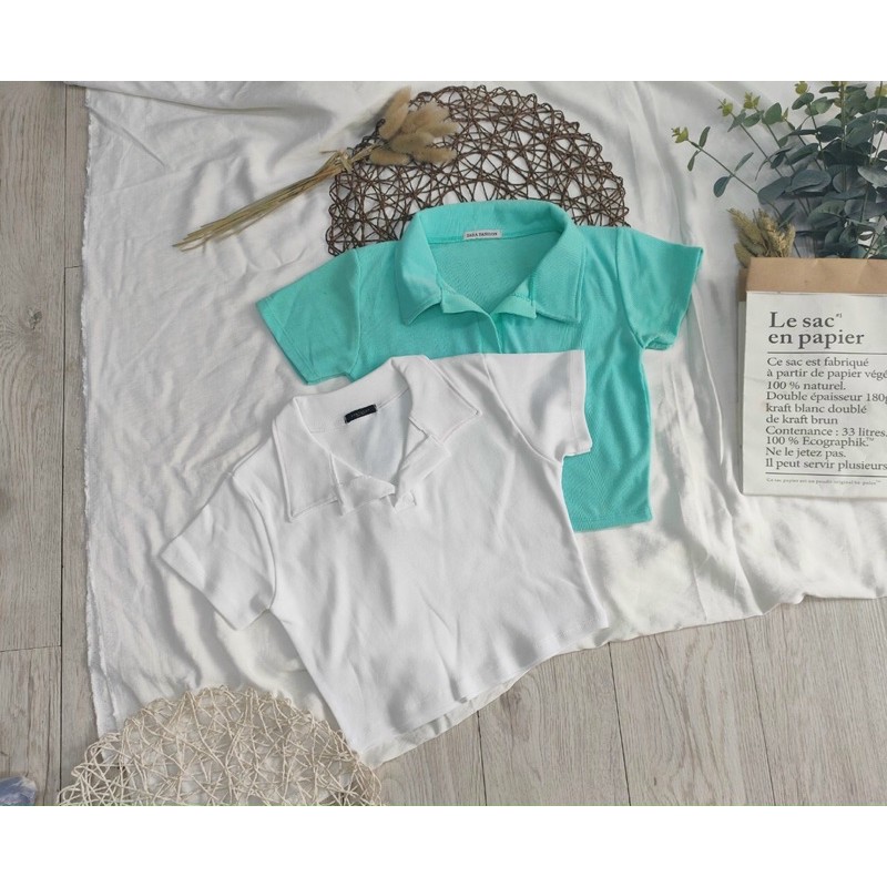 Áo croptop body cổ bẻ, ảnh thật trải sàn