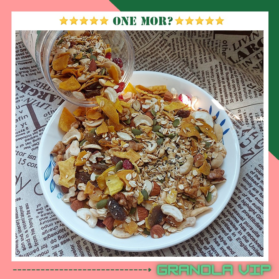 Granola nguyên vị ngũ cốc ăn kiêng cho người tập gym, bà bầu 1 kg | OneMor