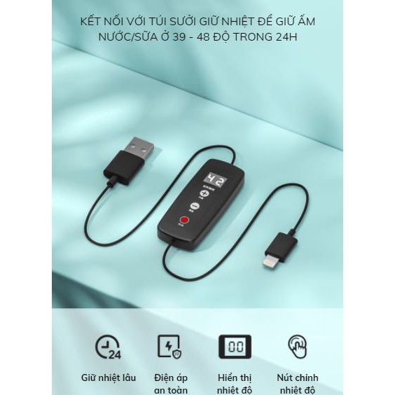 Bình Sữa Dr.Green Có USB Cắm Sạc Giữ Nhiệt Tiện Lợi 3 trong 1 Dành Cho Bé Con