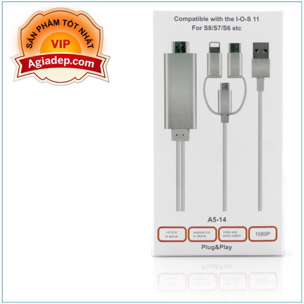 Dây cáp 4 đầu iPhôn Android Type C sang HDMI cho tivi, máy chiếu, laptop v.v. (đa năng tiện dụng)