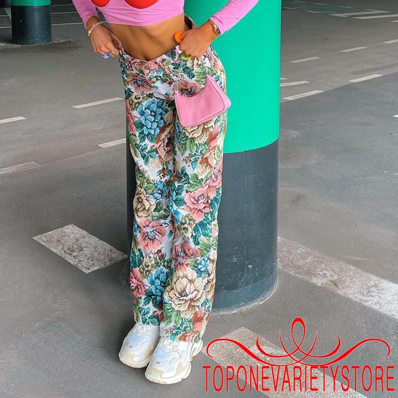 Quần Dài Nữ Ống Rộng Lưng Cao Họa Tiết Hoa Thời Trang | BigBuy360 - bigbuy360.vn