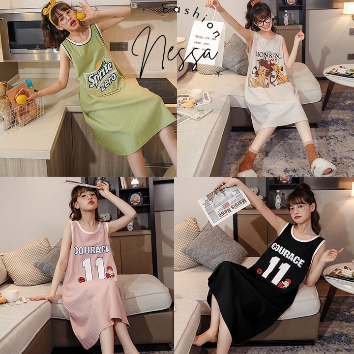 Pijama Váy Ngủ Nữ Ba 3 Lỗ Mặc Ở Nhà Mùa Hè Vải Cotton Co Giãn 4 Chiều Bộ Đồ Cộc Tay Dài Xuân Thu Đi Chơi Biển VN27