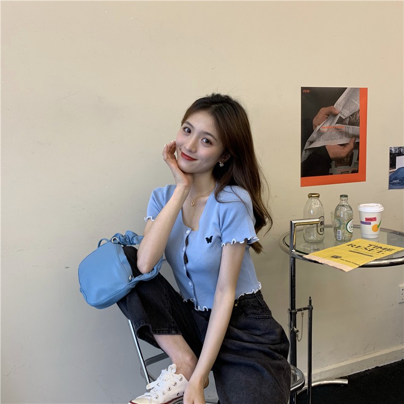 NZN Áo len ngắn tay ôm dáng thời trang dành cho nữ