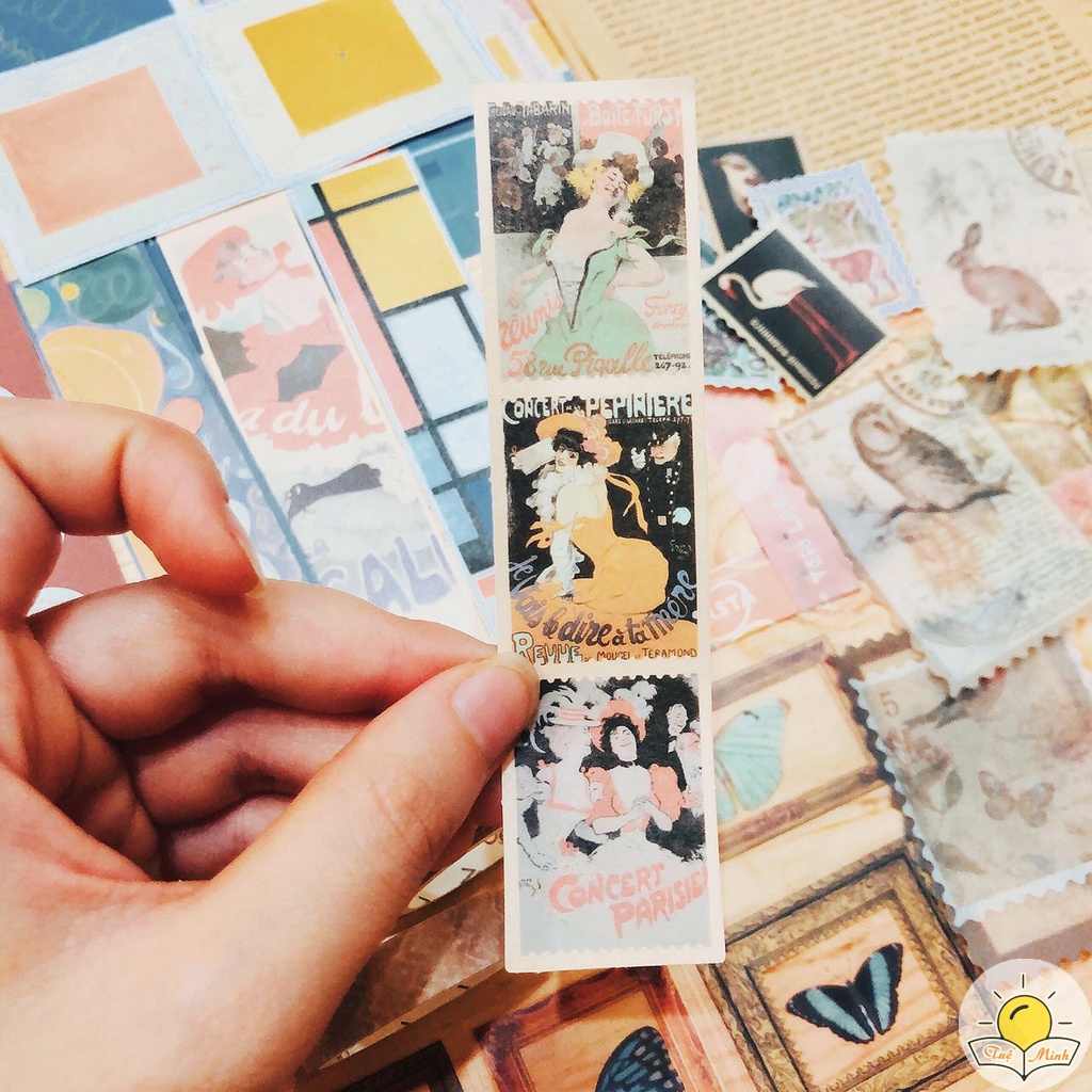 Set full phụ kiện trang trí Bullet journal phong cách Aesthetic Luv109, gồm bộ sticker, washi tape Vpp Tuệ Minh