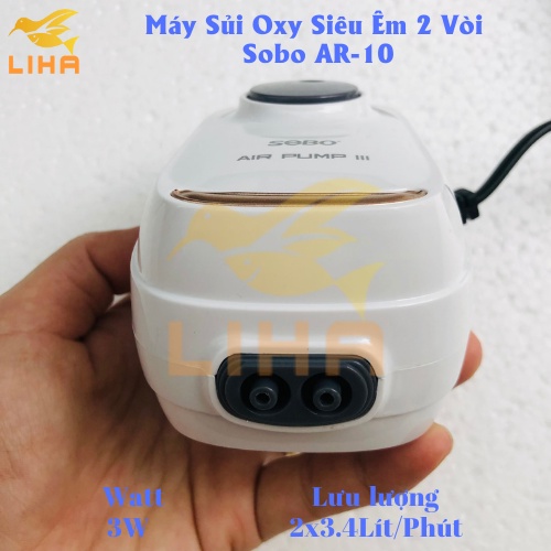 Máy Sủi Oxy 2 Vòi Sobo AR-10  - Máy Oxi Siêu Êm Cho Bể Cá