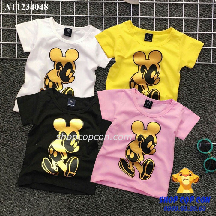 Áo thun in nhũ hình chuột mickey cho bé trai và gái từ 10-22kg