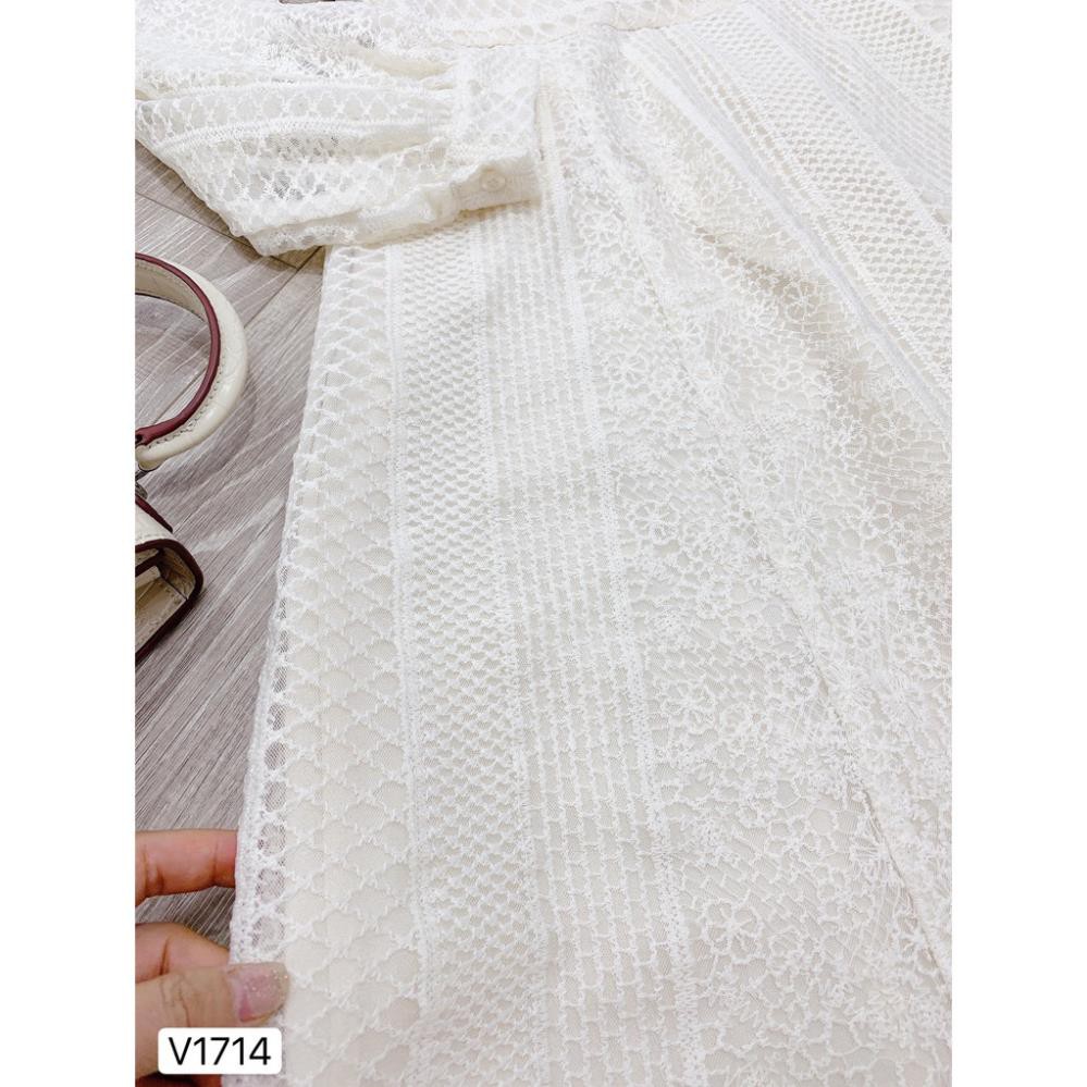 [VÁY ĐI TIỆC CAO CẤP] Váy ren nữ xòe trắng kem - váy ren thiết kế