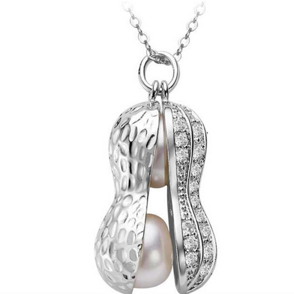 Dây chuyền mặt hạt đậu phộng đính kim cương và ngọc trai tinh xảo sang trọng