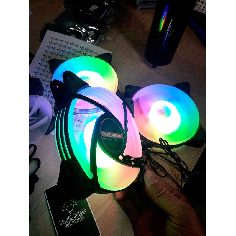 Quạt Fan COOLMOON X1 RGB LED TÂM (Không cần Hub)