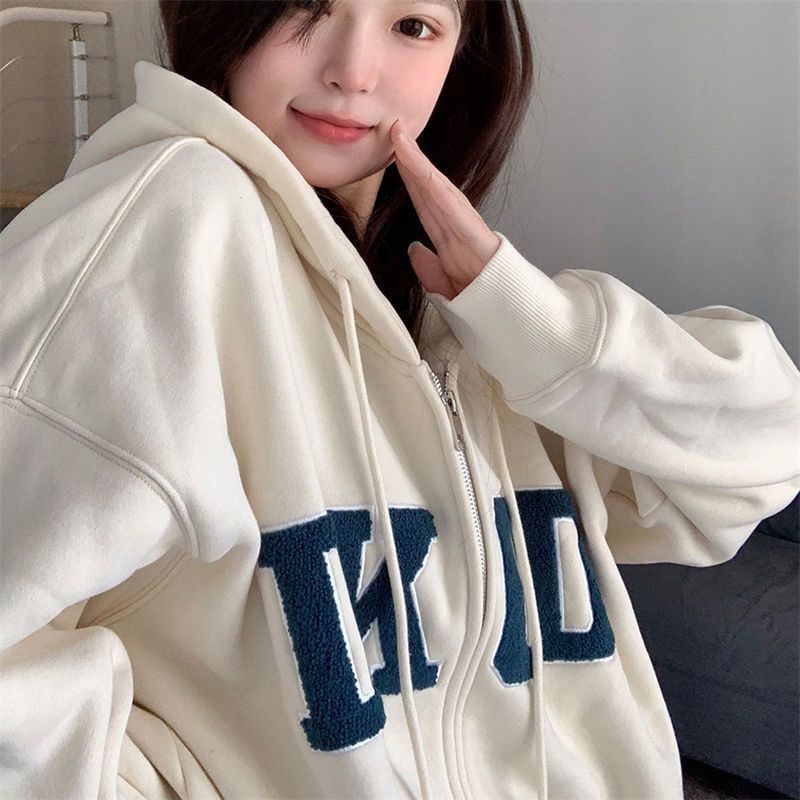 Áo Hoodies Tay Dài Hoạ Tiết Chữ In Thời Trang Mùa Thu Cho Phái Nữ
