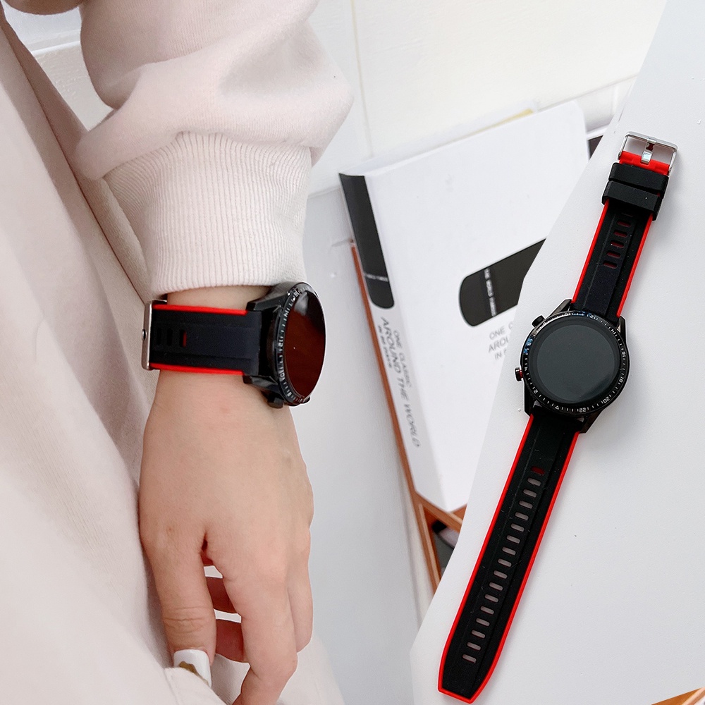 Dây Đeo Silicon Hai Màu Cho Đồng Hồ Thông Minh TicWatch Pro 3 GPS