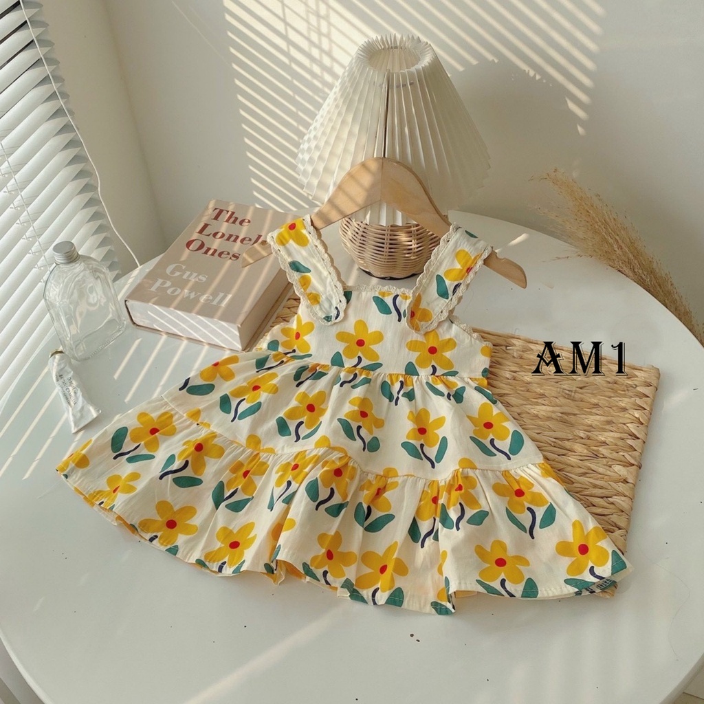 (8-20kg) Váy cho bé gái hai dây TB48 - đầm bé gái vải thô siêu mát