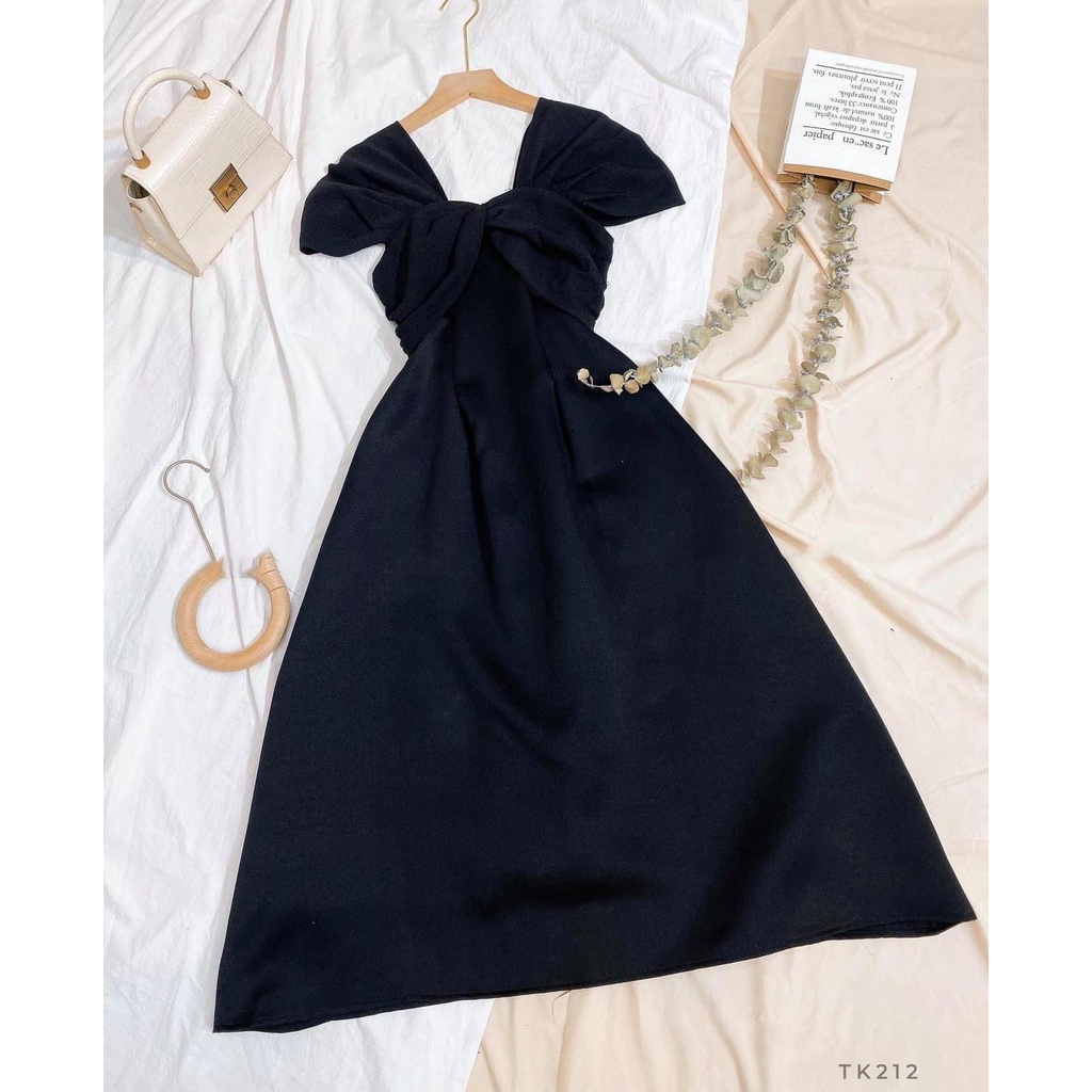 Đầm nữ dáng dài trễ vai xòe sang trọng dự tiệc thiết kế Emilyshop ulzzang
