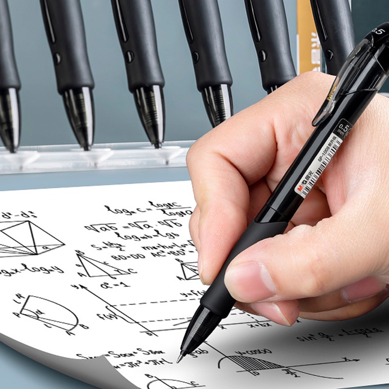 Bút Gel Mực Đen 0.5mm Dạng Ống Rút Nhanh Khô AGP02323