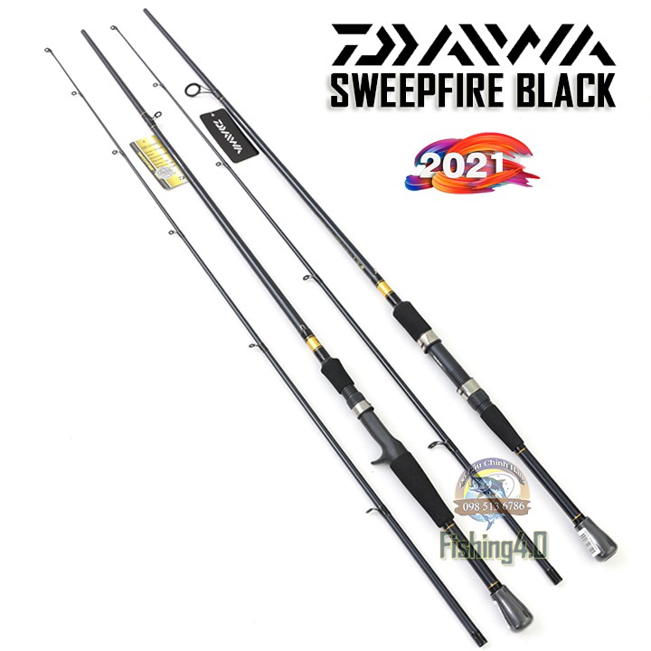 Cần Câu Lure Daiwa Sweepfire Black - new 2021 - 702MH - Máy đứng Máy Ngang 2m1