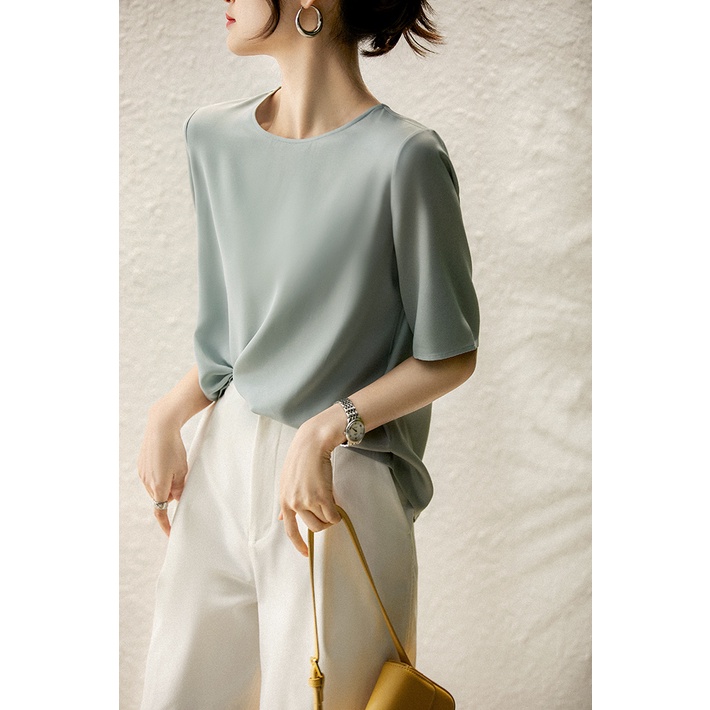 Syc Đa Năng581653Mg Áo Thun Lụa Crepe Thẳng Co Giãn Nhẹ Nhàng Mùa Hè Ý HC