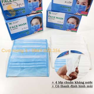Khẩu trang 4 lớp hộp 50 chiếc xanh trắng