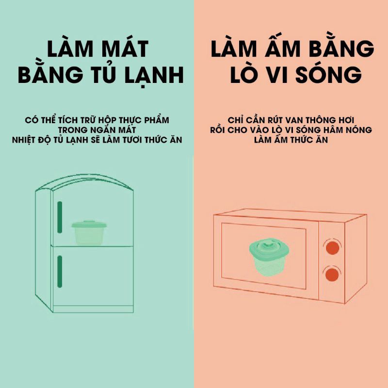 0Hộp trữ đông, hộp trữ đồ ăn dặm cho bé 120ml MISUTA, dùng được trong lò vi sóng, có đặt lịch ngày trữ đông