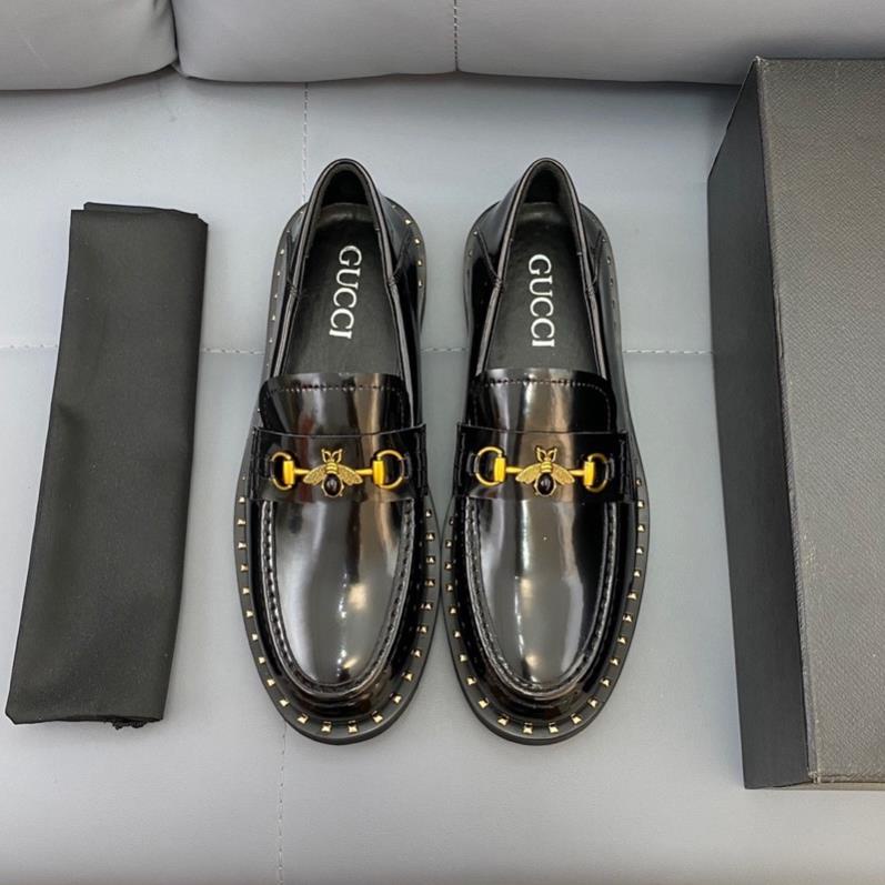 🤣 Giày tây lười cho nam mũi tròn viền đính hạt kim loại thương hiệu Gucci GC hàng cao cấp