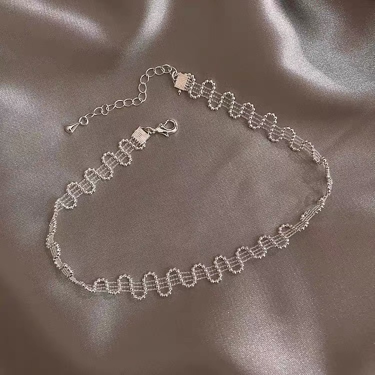 Vòng Cổ Choker Dây Xích Màu Trắng Đơn Giản Thời Trang Cho Nữ