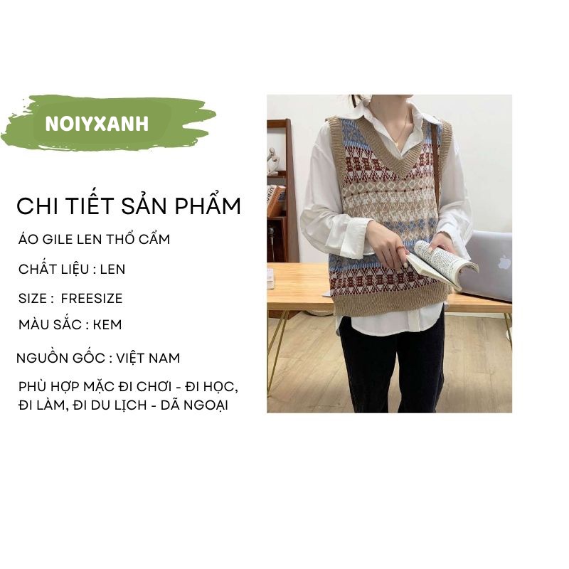 Áo gile len nữ thổ cẩm dáng rộng thu đông hottrend 2021 A453 Noiyxanh nội y xanh chất len quảng châu