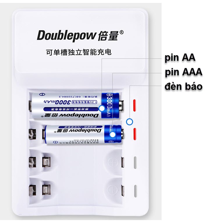 Bộ sạc pin đa năng Doublepow cho pin AA, AAA, có tự ngắt khi pin đầy