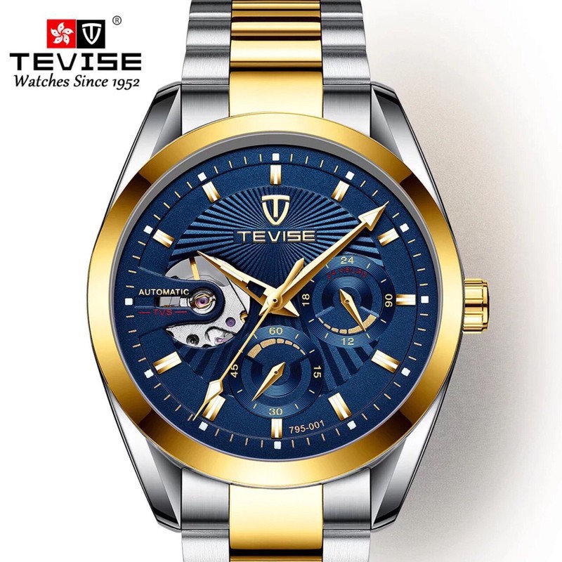 ĐỒNG HỒ AUTOMATIC TEVISE CHÍNH HÃNG NAM 795-001 DÂY INOX NGUYÊN KHỐI CAO CẤP