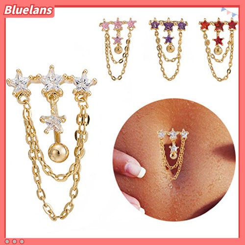 Khuyên rốn hình 4 ngôi sao đính đá thời trang cho nữ