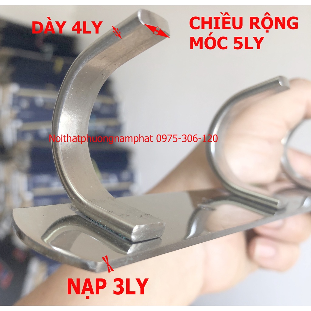 [ĐÁNH BÓNG ĐẸP] Móc Treo Quần Áo móc áo treo Tường 100% INOX MA4 MÓC ÁO DẸT loại móc dày cầm nặng tay đánh bóng sáng