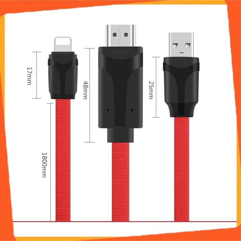 Cáp HDMI cho iPhone 6 / 7 / 8 / X, iPad kết nối Tivi, Máy chiếu cao cấp.IRH