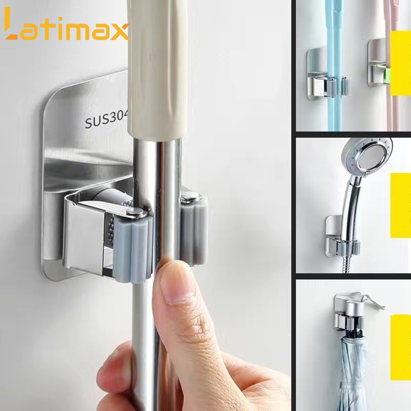 Móc Treo Cây Chổi Lau Nhà Latimax Inox 304 Cao Cấp - Dán Tường Không Khoan Đục