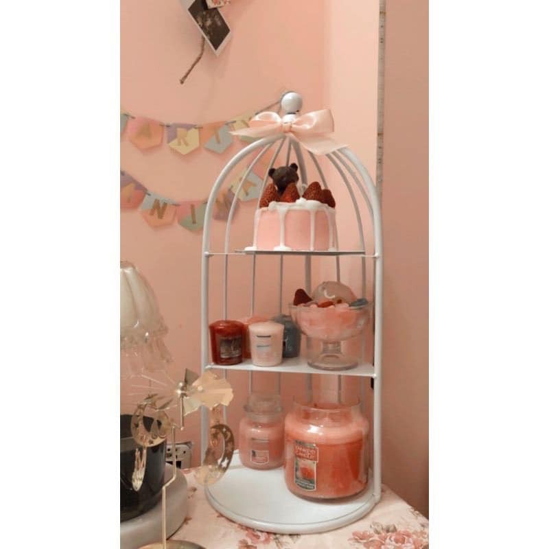 Kệ mỹ phẩm lồng chim 3 tầng đựng đa năng để nước hoa decor nội thất phòng ngủ Khay đựng bánh kẹo mứt tết
