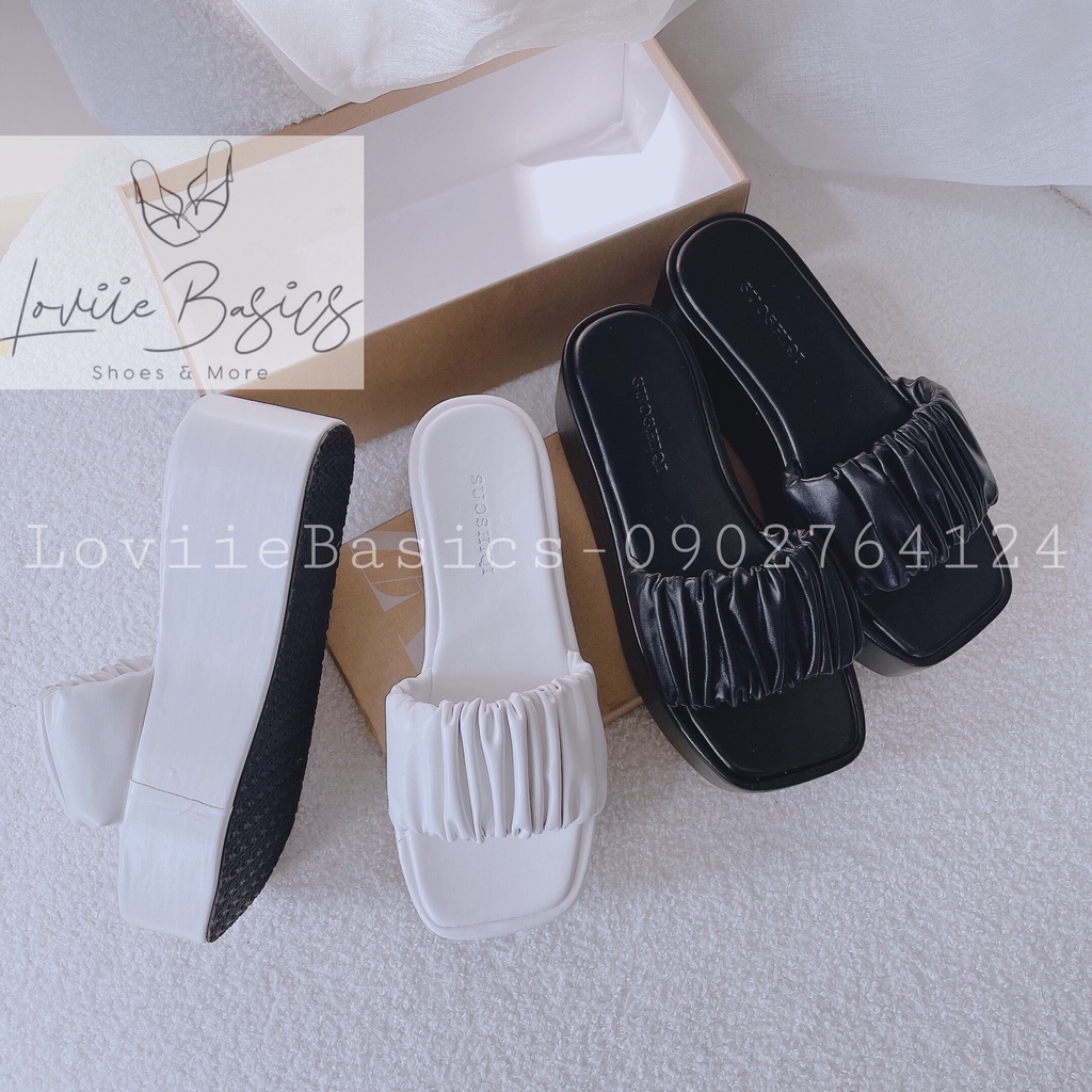 DÉP XUỒNG CAO CẤP LOVIIE BASICS - GIÀY BÁNH MÌ QUAI NGANG NHÚNG - DÉP NỮ ĐẾ BẰNG 7 PHÂN D220735