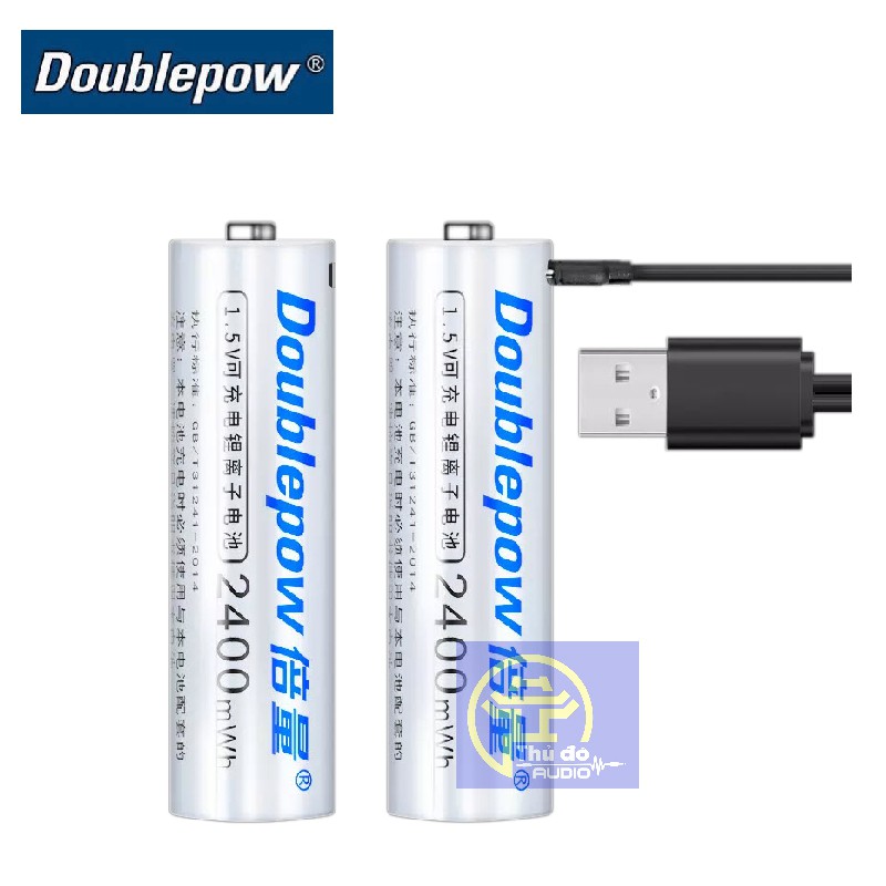 {Chính hãng} Pin tiểu sạc AA 1.5v Doublepow 2400mAh có cổng sạc Micro USB - Tặng kèm dây sạc