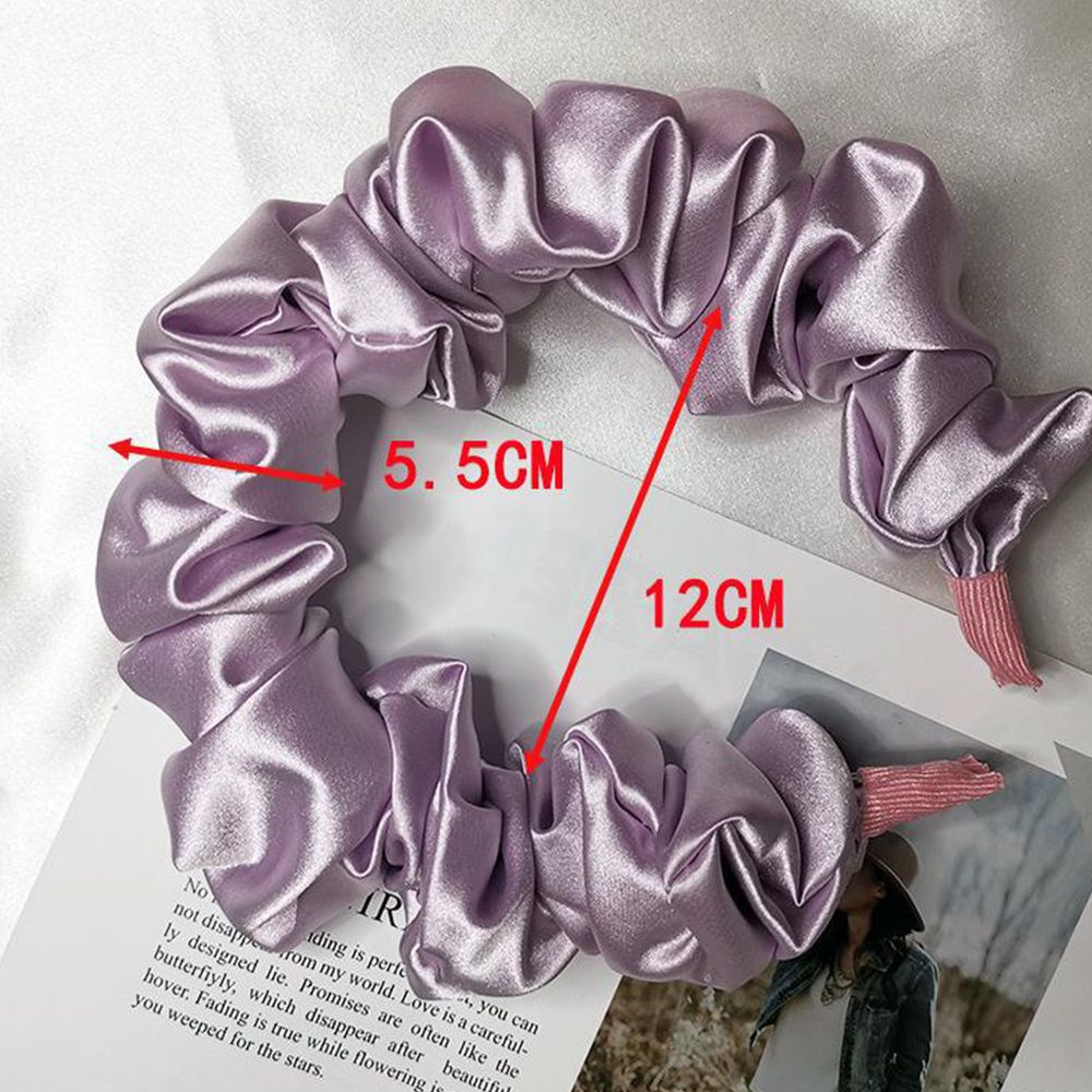 Băng đô cài tóc bằng lụa satin màu tím phong cách Hàn Quốc cho nữ