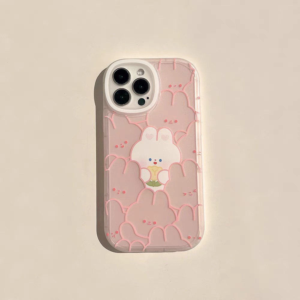 Ốp lưng iphone cạnh tròn Pink Bunny 13promax/13pro/13/12promax/12pro/12/11promax/11/7plus/8plus - Ina Case
