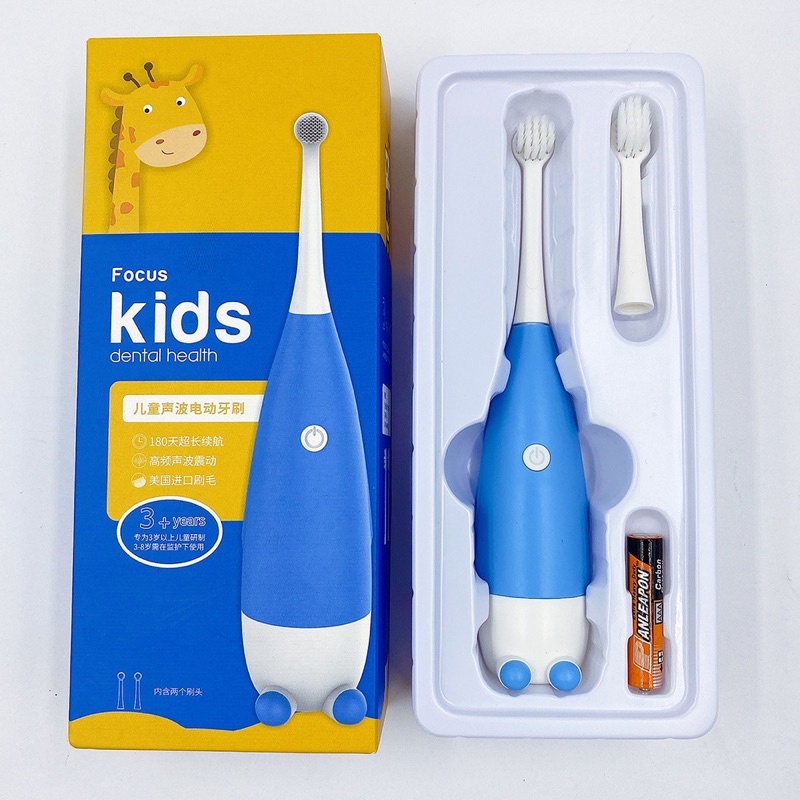 Bàn chải điện cho bé máy đánh răng trẻ em chạy pin cách điện an toàn cho trẻ em MUNTECH BCD01
