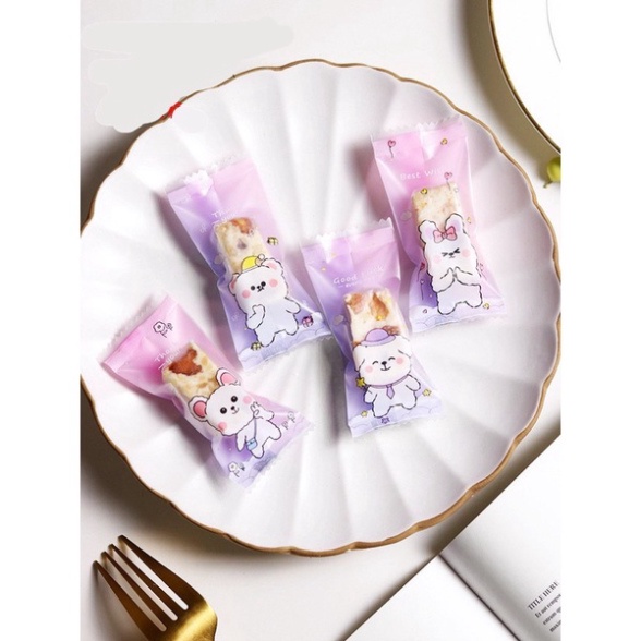[Hàng mới về] Set 100c Túi hàn P.E đựng bánh, mứt, kẹo nougat hàn miệng túi size 9cm*4cm