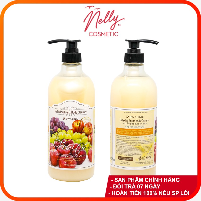 [3W CLINIC GIÁ TỐT NHẤT] Sữa tắm tinh chất hoa quả 3W CLINIC RELAXING FRUIT BODY CLEANSER 1000ml