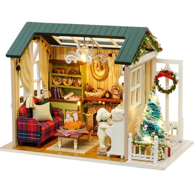 Nhà búp bê DIY Doll House_ HOLIDAY TIME_CÓ MICA+ KEO 8009-D