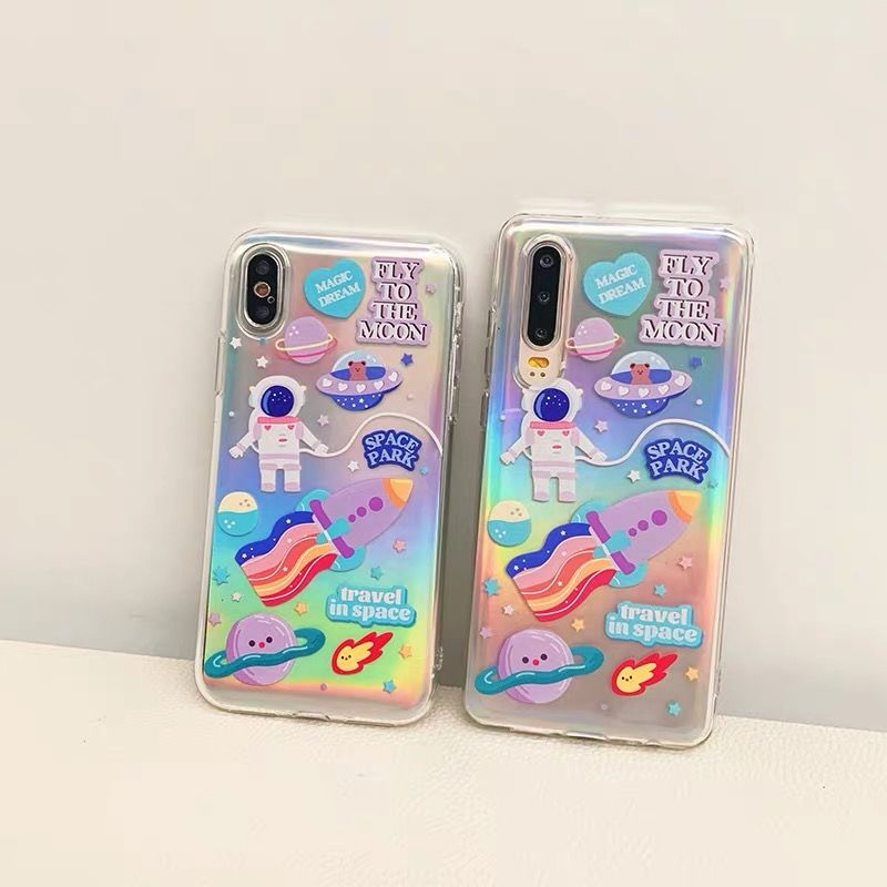 Ốp điện thoại nhựa mềm in hình phi hành gia thích hợp cho Iphone 6s 7plus8x 11pro