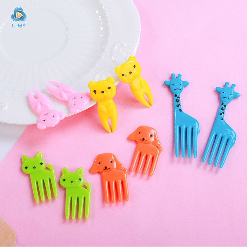 Mini Fruit Fork Sign Cartoons Toothpick Animal Farm Lunch Children Dinner Bags