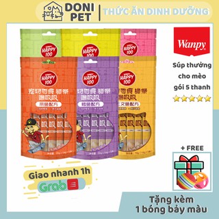 Súp thưởng Pate cho mèo tinh nghịch Wanppy Happy 100 dạng thanh đủ vị (14g*5)