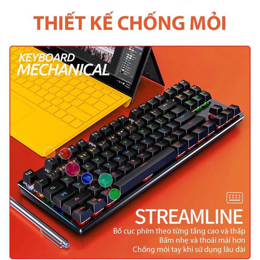 Bàn phím cơ gaming Bajeal K200 Pro ,Led rainbow phù hợp cho PC và Laptop