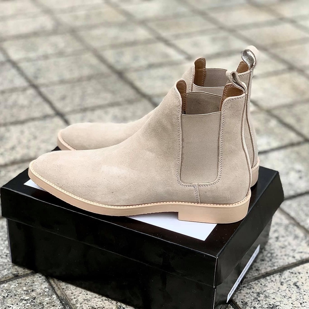 [ĐƯỢC KIỂM HÀNG] Giày Chelsea boots cao cổ thời trang nam chất liệu da lộn đế độn 3.5cm màu tan | BigBuy360 - bigbuy360.vn