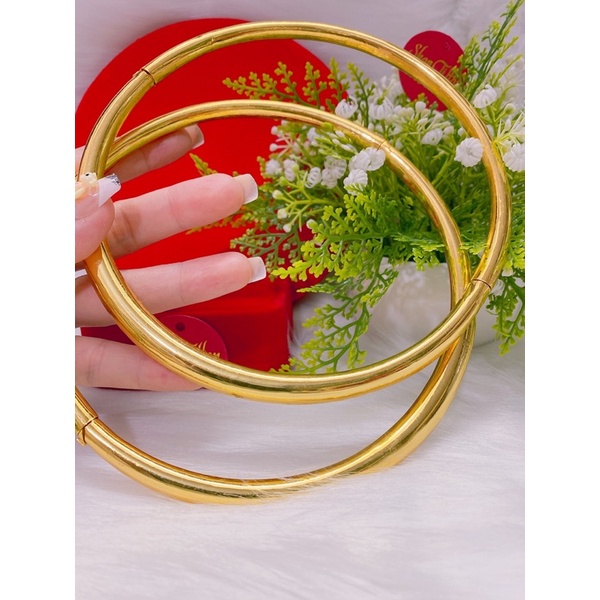 Kiềng cổ kiểu trơn dát vàng 24 cao cấp kiểu bọng mẫu mới về
